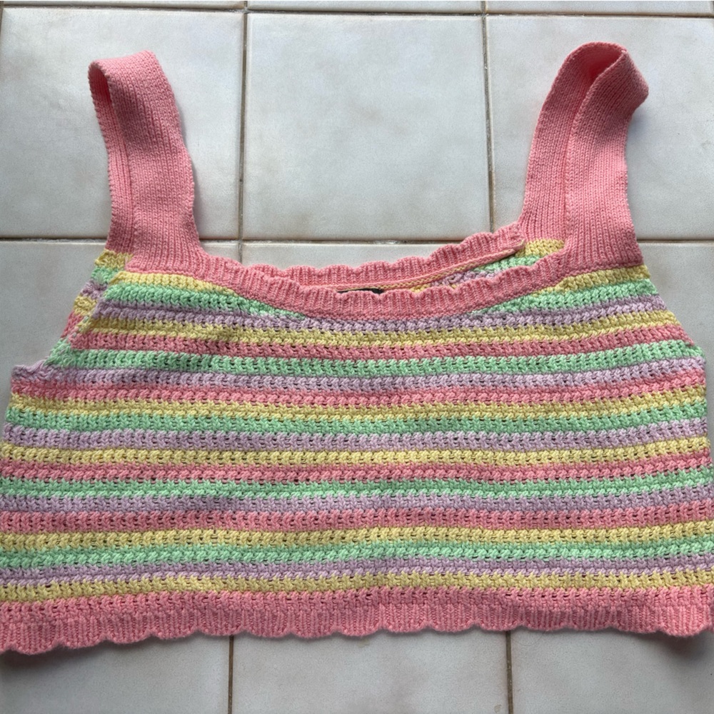 Wild Fable Pastel Striped Knit Crop Top